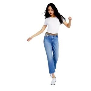 Alice + Olivia Amazing Animal Print High Rise Jeans  Size 28 NWT